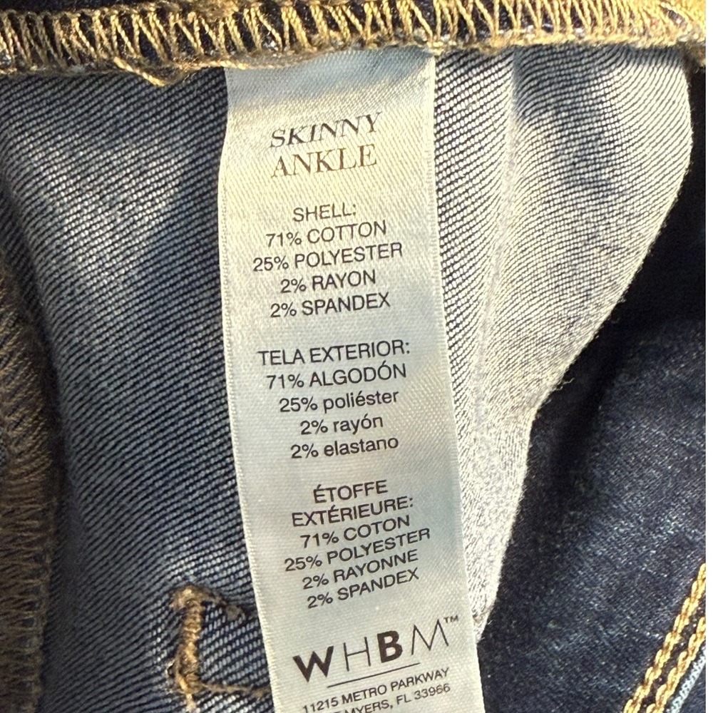 WHBM Skinny Ankle Jeans Womens 8 Dark Wash Side Zip Pull On Patch Pocket Denim - Picture 5 of 7